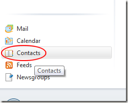 Click on Contacts in Windows Live Mail