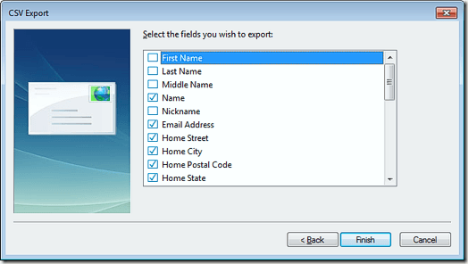 Export Contacts Fields in Windows Live Mail