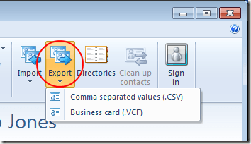 Export Contacts Format from Windows Live Mail