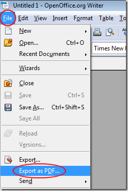 Export OpenOffice Writer as PDF