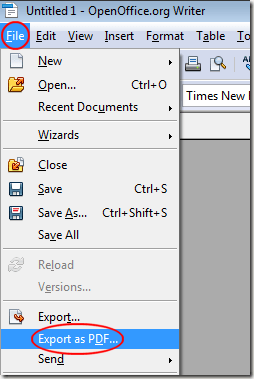 File Export as PDF in OpenOffice Writer