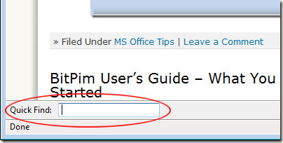 Firefox Quick Find Feature
