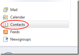 Open Contacts in Windows Live Mail