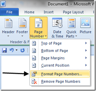 Pick Format Page Numbers
