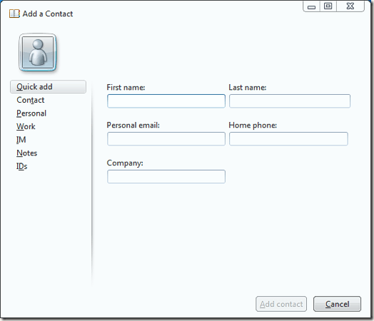 Quick Add a Contact to Windows Live Mail