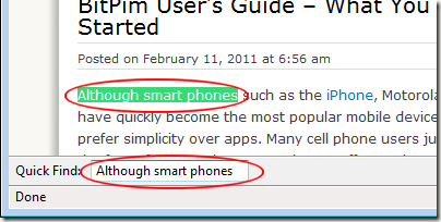 Search for Text in Firefox