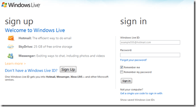 Sign In to Windows Live not from Word