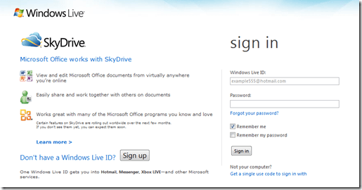 Windows Live Login Screen