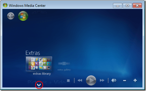 Windows Media Center Navigation Arrow