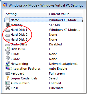 Windows XP Mode Virtual Hard Disks