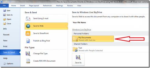 Windws Live SkyDrive save options