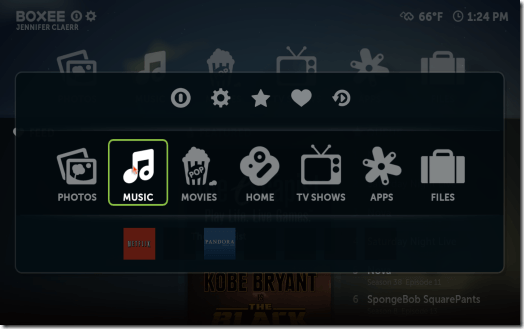 Boxee Menu