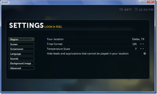 Boxee Region Settings