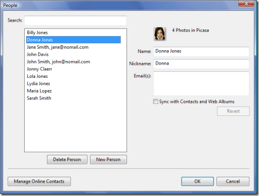 Picasa People Manager