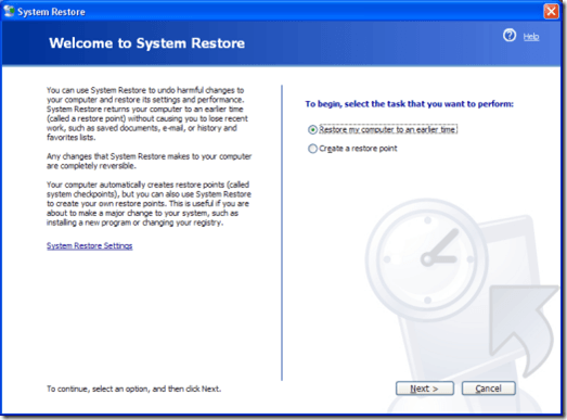 System Restore Windows XP
