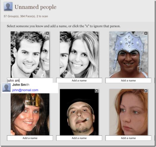 Unnamed People in Picasa