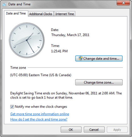 Change Date and Time PopUp