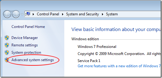 Click on Advanced System Settings