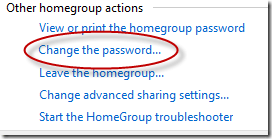 Control Panel Pane Showing Change the Password