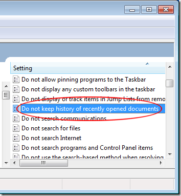 Do Not Keep History of Recently Opened Documents