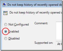 Enable Do Not Keep Document History
