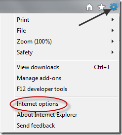 Gear Dropdown -  With Internet Options