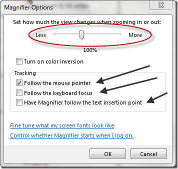 Magnifier Options