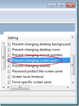 Prevent Changing Screen Saver in Windows 7