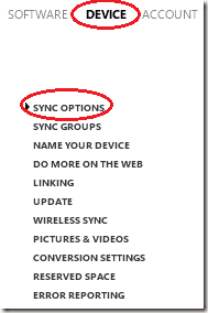 Sync Options