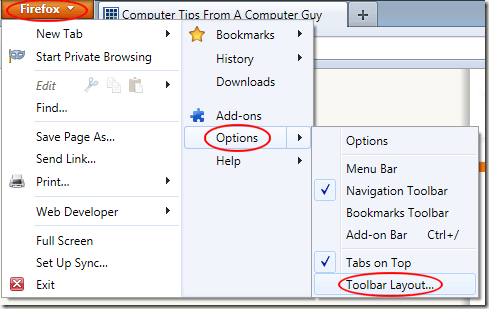 Toolbar Layout Options in Firefox 4