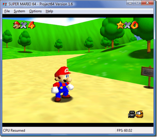Super Mario 64 Running in Project 64