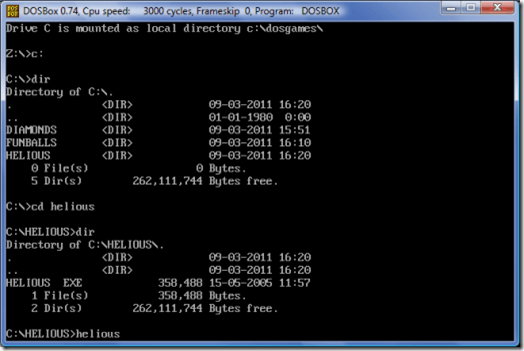 Type DOS Program Filename