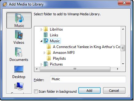 Add Music to Winamp Library