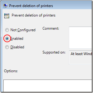 Enable Prevent Deletion of Printers in Windows 7