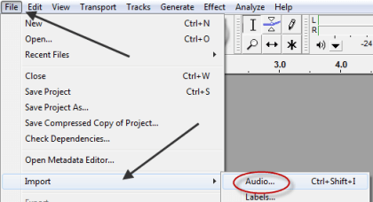 Import Audio File Menu Option