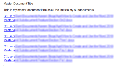 Master Document with links in it