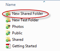 New Shared Folder in Explorer