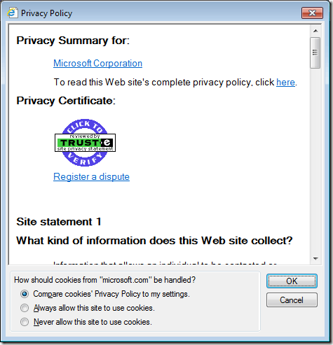 View a Website's Privacy Policy in Internet Explorer 9
