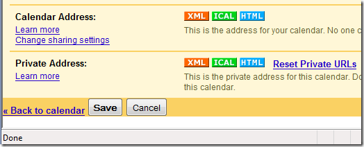 Google Calendar Private Address