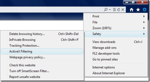 Internet Explorer 9 ActiveX Filtering