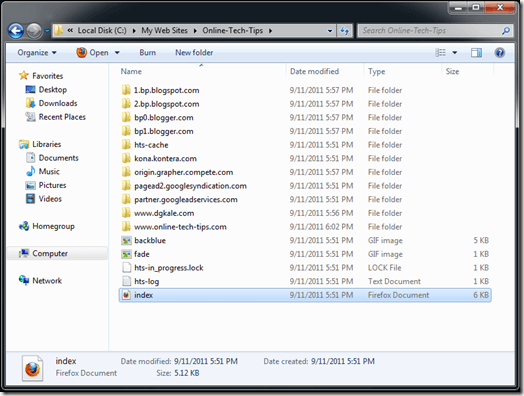 index HTTrack Firefox Document