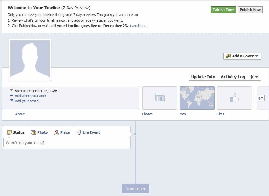 Activate Facebook's Timeline Feature