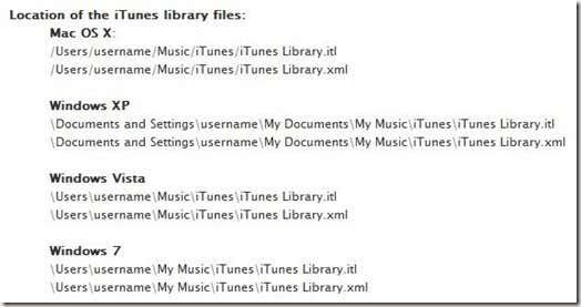 iTunes XML File Locations