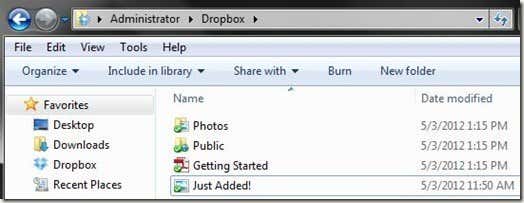 Baru Saja Ditambahkan File untuk Dropbox