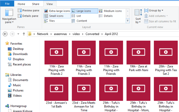 Videos windows 8 icons