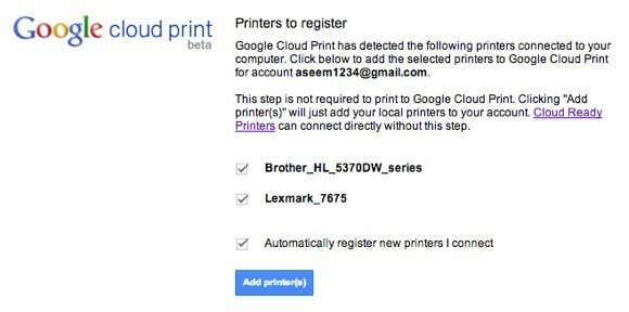 Add printers chrome