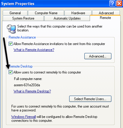 permitir conexiones remotas desde XP