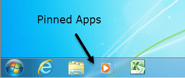 pinned apps windows 7