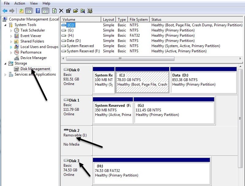 computer management drives