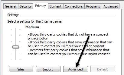 disable cookies